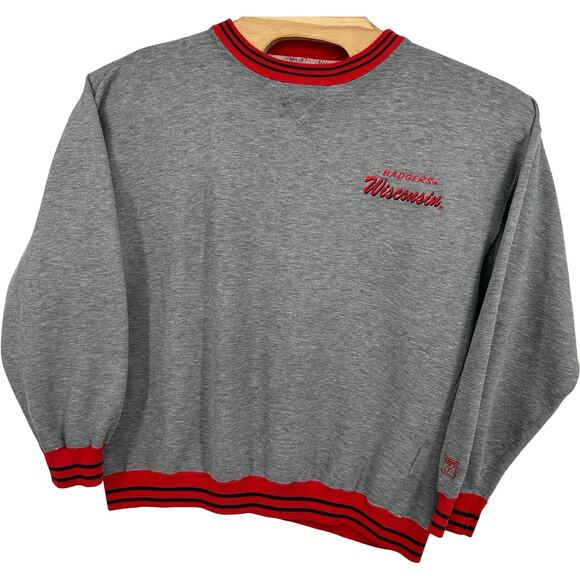 LOGO 7 Other - VTG 90s Men's Grey Embroidered LOGO 7 Wisconsin Badgers Crewneck Sweatshirt XL